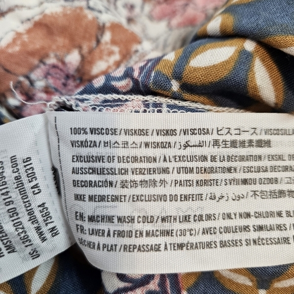 Abercrombie & Fitch Boho Floral Peasant Baby Doll Top Size Small Women's C47 - Picture 7 of 9